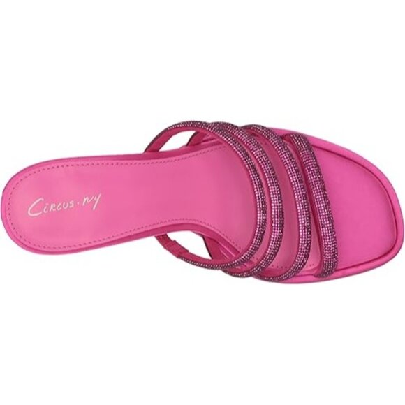 Circus NY Women's Heddie Strappy Rhinestone Flare Heel Mules - Picture 5 of 7